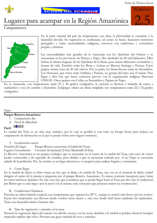 2.5 Lugares para Acampar en el Oriente