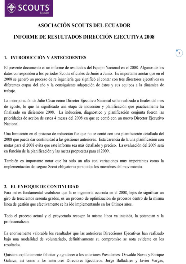 Informe de resultados 2008