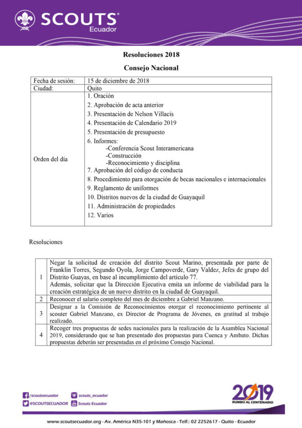 RESOL DICIEMBRE 2018